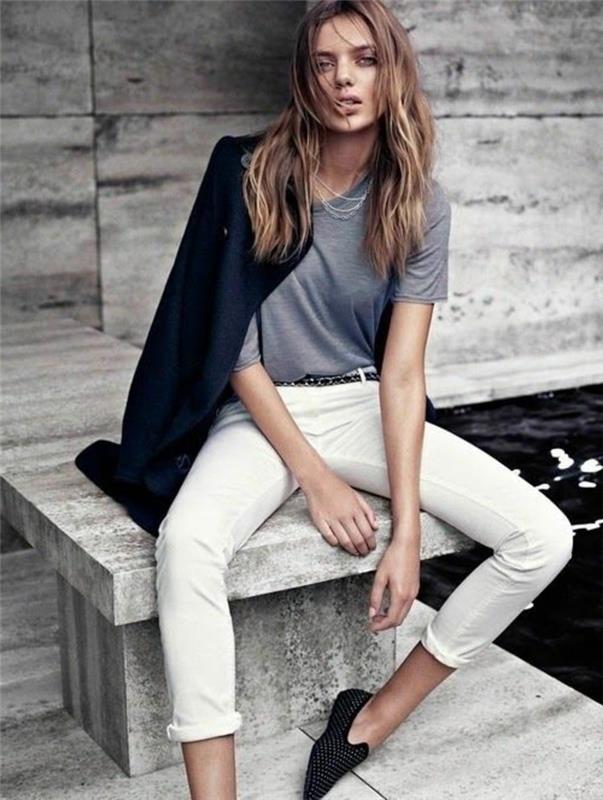 0-gerai-suknelė-moteris-mados tendencijos-moterys-2016-džinsai-smėlio-pilka-marškinėliai