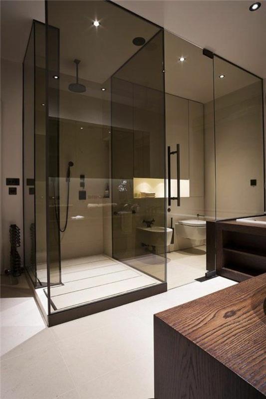 0-neatsiejama dušo kabina-prašmatnus vonios kambarys su stiklo dušo kabina