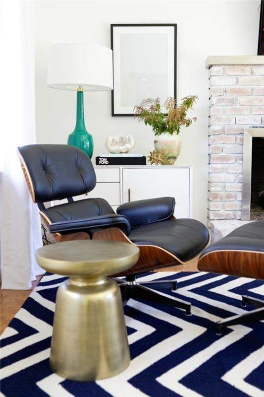 0-poilsio kėdė-juodos odos-be streso-fotelis, skirtas prašmatniam gyvenamajam kambariui-baltas-juodas kilimas