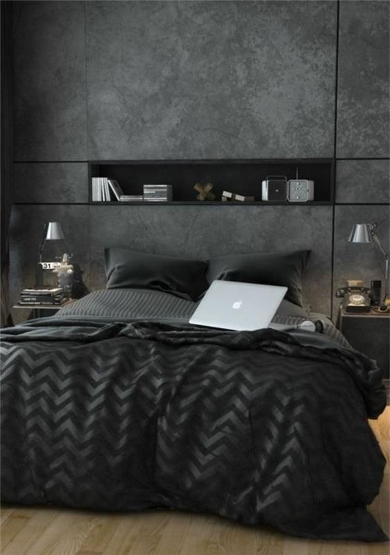 0-posteljna-prevleka-črno-svetlo-leseno-tla-stena-v-sivi-oglje-sivo-bralna svetilka