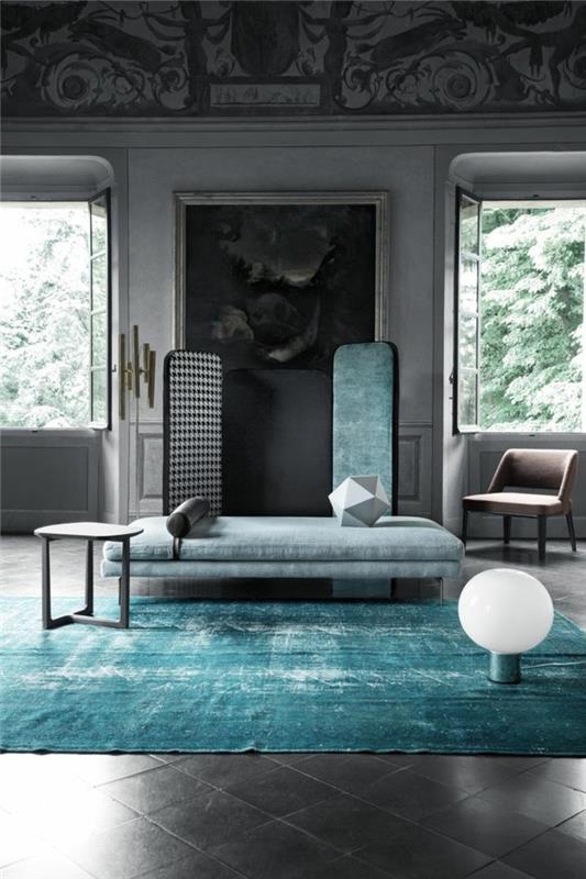 0-tatlı-roche-bobois-st-maclou-halı-tasarım-oturma odası-mavi-kanepe-ve-yüksek tavanlı
