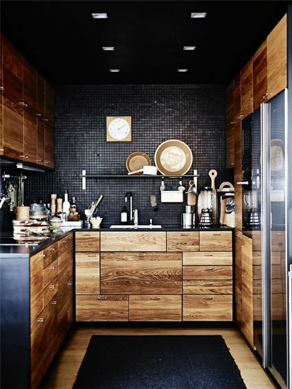 0-Modern-masif-ahşap-mutfak-siyah-halı-siyah-duvar için-ne-renk