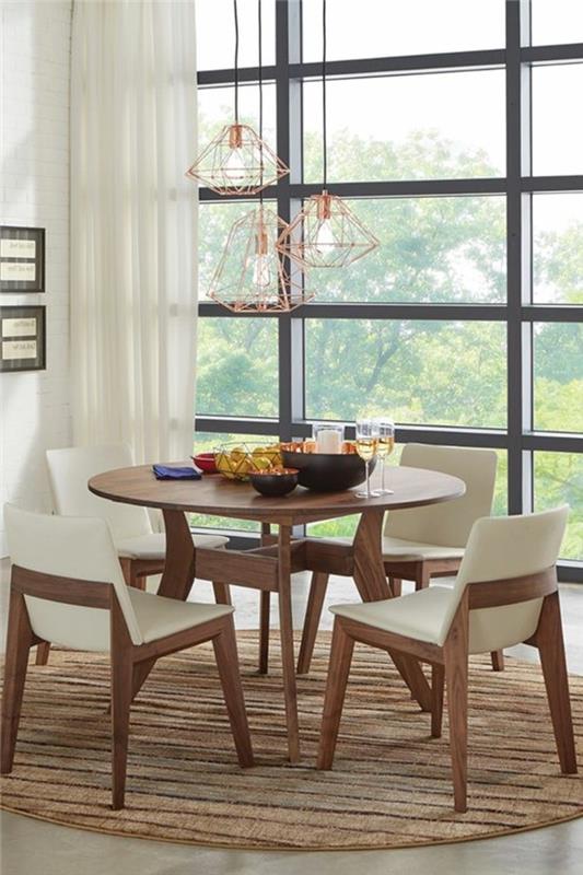 0-apvalus-virtuvinis stalas-rudas kilimas-smėlio spalvos kėdės-dizainas-medžio-liustra-dizainas-en-fr