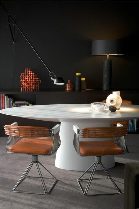 0-baltas-apvalus stalas-dizainas-ovalus-virtuvės stalas-pigus-odinė kėdė