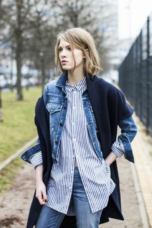 0-moda-trendleri-çizgili-gömlek-kadın-ceket-blazer-kadın-denim