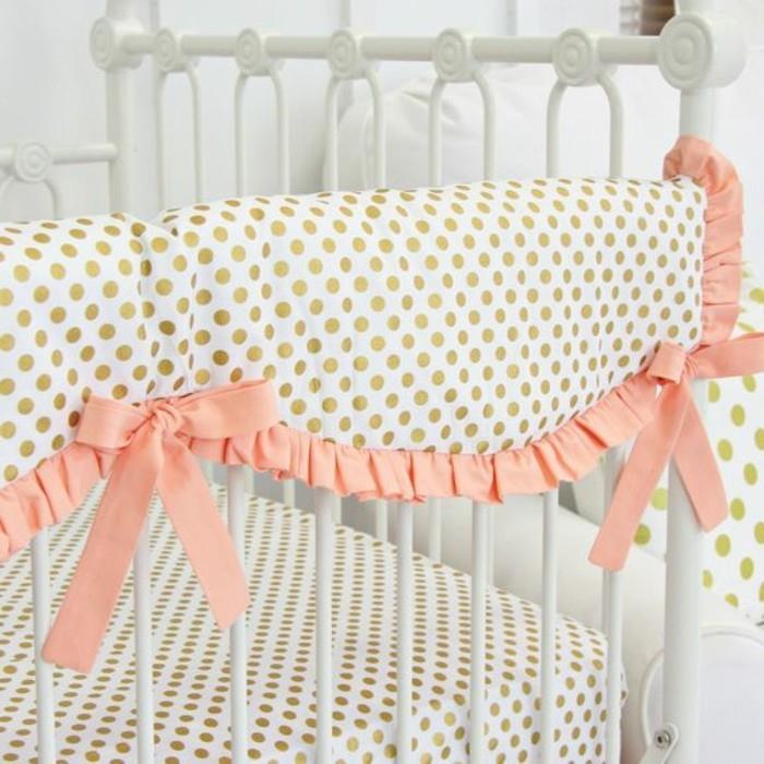 00-baby-girl-posteljo-odbijač-baby-with-pink-points-baby-girl-posteljo-iz-kovanega železa