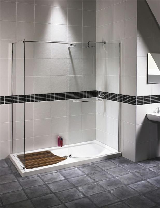 00-geriausias „pasidaryk pats“ dušo kabinos pilkos plytelės-grindys-prašmatnus vonios kambarys