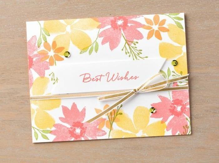 000-pasidaryk pats-sveikinimo atvirukas-geltonos-rožinės-baltos-gražios gėlių dekoracijos