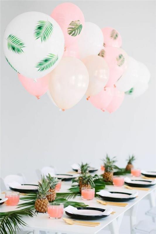02-dekoracija z baloni v beli, roza in zeleni barvi
