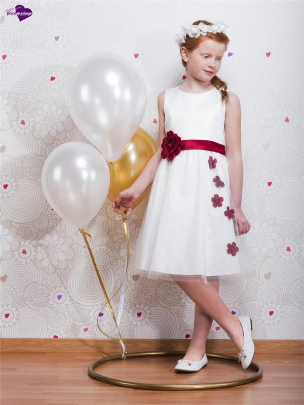 02-vaikas-vestuves-apranga-dygsnis-vestuviu suknele-mergina-balta-su-raudona-dekoracija-imituojanti-roziu-ziedlapius