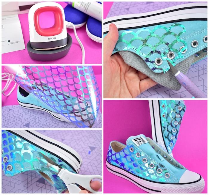 Superge v slogu morske deklice, modre in sijoče barve, adidas prilagodi, iz katerega materiala prilagodite svoje čevlje