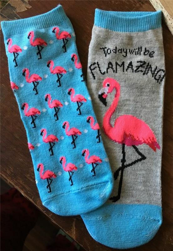 flamingo dodatek, kratke nogavice z rožnatimi flamingi, eksotična dekoracija za stopala, flamingo dekoracija