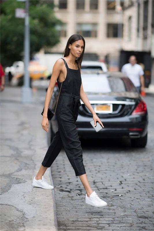 Črne ženske spodnje hlače, trendovska jesenska obleka 2019, priložnostna elegantna obleka v črni barvi, razen belih superg
