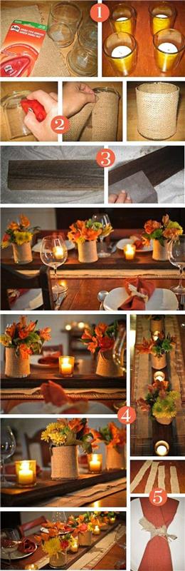 06 pas a pas deco d rudens rudens stalo dekoravimo idėjos pasidaryti vazą su rudens gėlėmis ir dekoruotomis žvakėmis