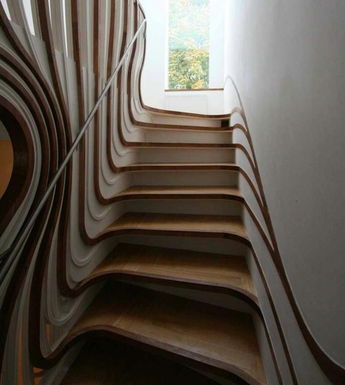 moderno leseno oblikovanje sodobno nenavadno stopnišče