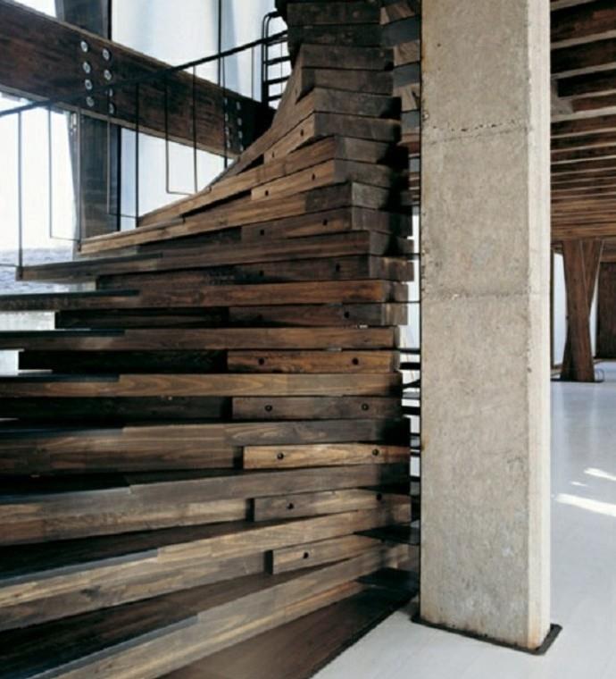 moderno stopnišče-retro-leseno-edinstveno oblikovano stopnišče