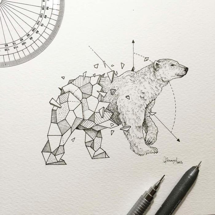 Bugün geometrik hayvan ayısı yapmak ne kadar kolay bir geometrik tasarım