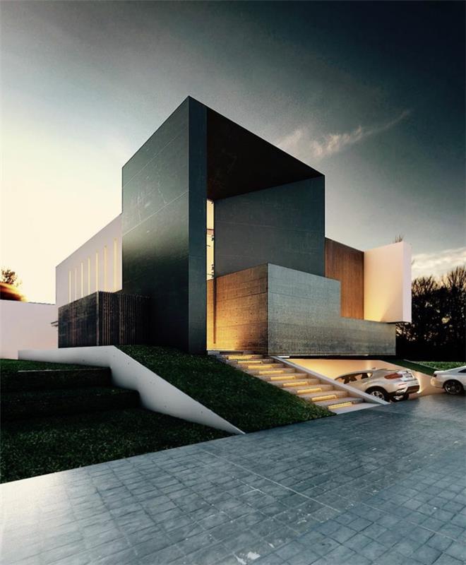 1-architektūra-minimalizmas ir-šiuolaikinis-šiuolaikiškuose pastatuose-gardne-prabangus namas-eksterjeras