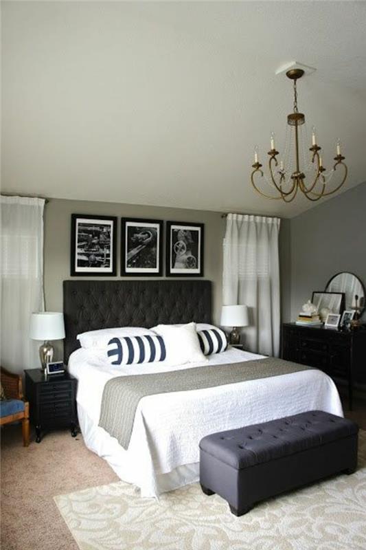 1-lovos galas-krūtinė-pilka-moderniam miegamajam-smėlio spalvos kilimas-galvūgalis-capitone
