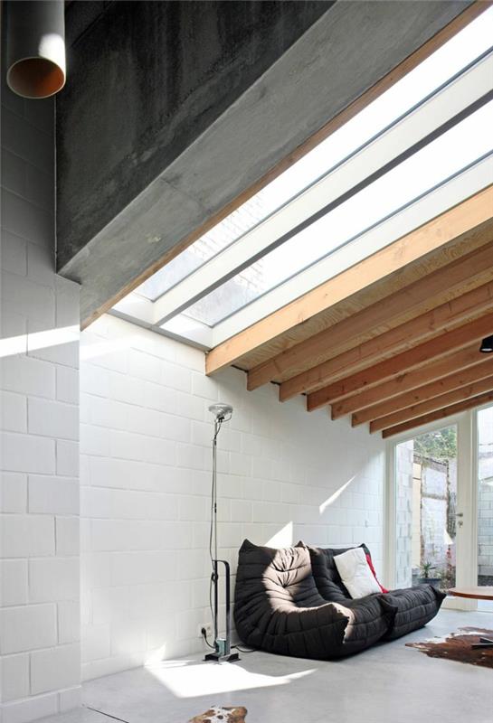 1-bultex-pilkos spalvos foteliai-svetainei-su nuožulniomis lubomis ir stogo langais-kilimas-gyvūno odoje