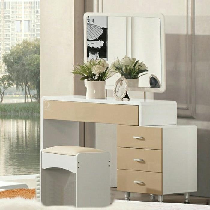 1-tualetinis stalas-ikea-tualetinis-stalas-su veidrodžiu-miegamajame-su gėlėmis ir veidrodžiu