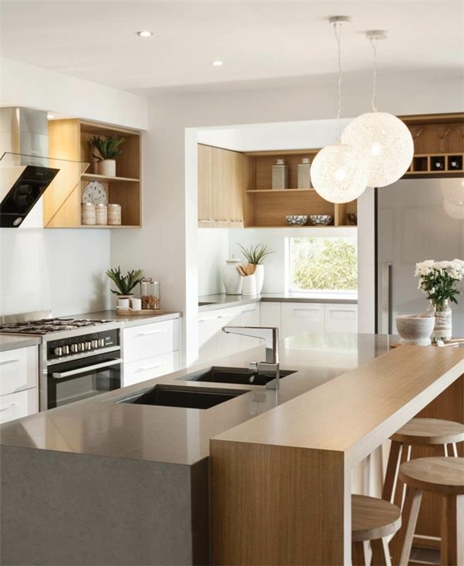 1-kaip sutvarkyti virtuvę pagal tendencijas-baldai šviesioje medinėje virtuvės juostoje