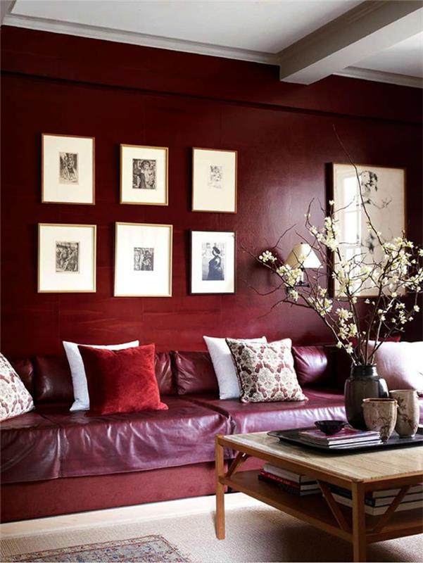 1 renkli-bordo-oturma odası-renk-altılı-modern-oturma odası-masa-çiçekleri