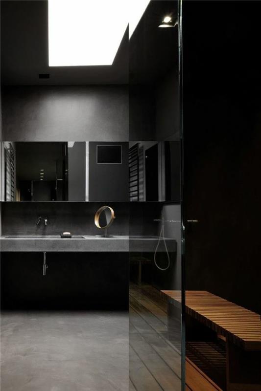 1 spalvos vonios kambarys-juoda siena ir vaškuotas betonas-vonios kambarys-tamsus antracitas