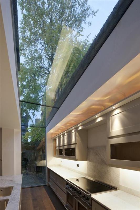 1-cam çatılı mutfak-pahalı olmayan-cam çatılı-modern mutfak için-tavan