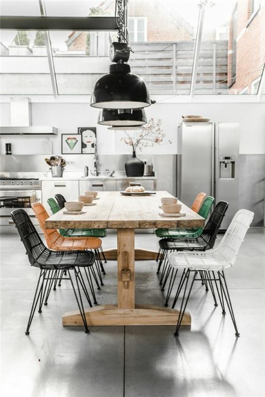 1-moderna-kuhinja-kuhinja-s stekleno streho-siva-tla-svetlo-les-miza-kuhinjsko pohištvo
