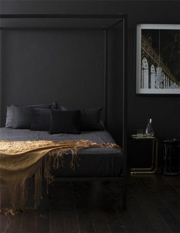 1-elegantna-polna-spalnica-design-črna-postelja-odeja-črna