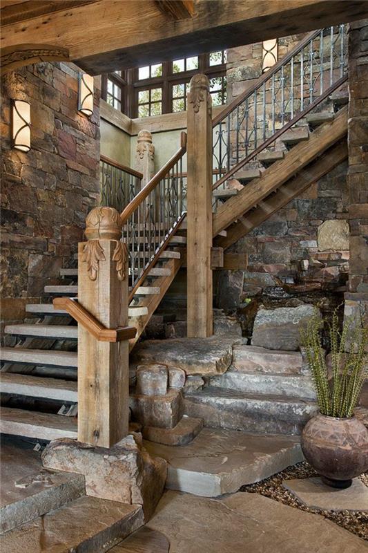 1-masivno-leseno-stopnišče-postavitev-ideja-vodni curek-dekorativna-ideja