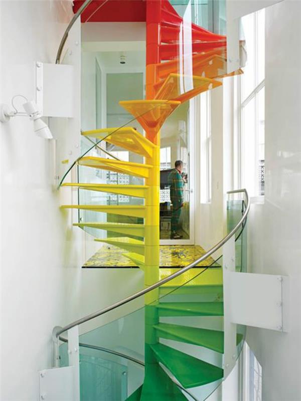 1 ketvirtis posūkio-laiptai-posūkiai-laiptai-moderniam interjerui-geltona-žalia ir raudona