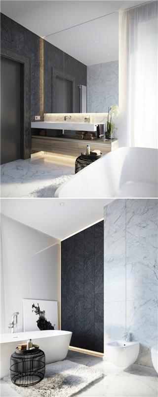 1 idėja-fajansas-modernus-vonios kambarys-marmurinės grindų plokštės, imituojančios marmurą