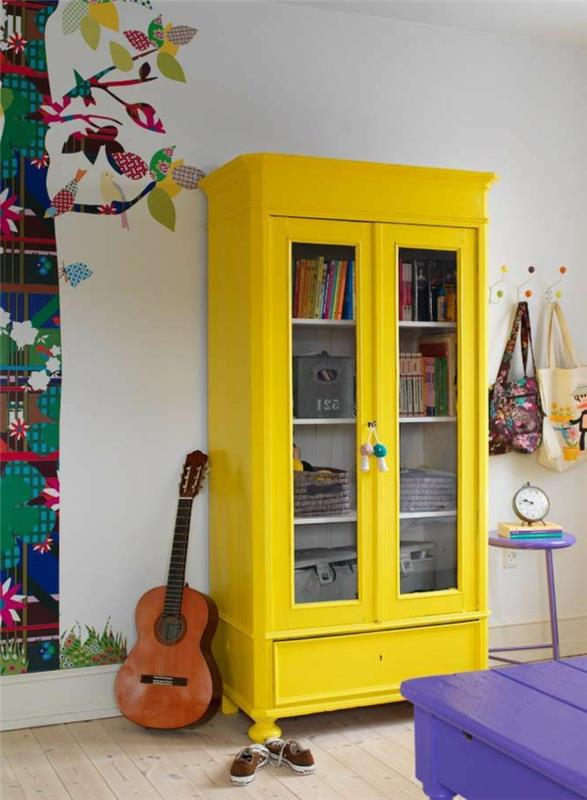 1-güzel-sarı-gardırop-ikea-ucuz-dolap-çocuk odası-tam renkli
