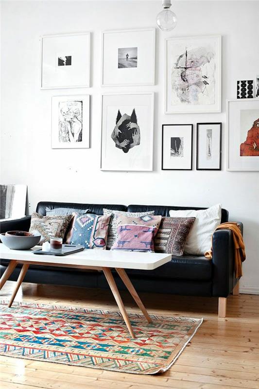 1-Faslı-güzel-renkli-halı-oturma odası-duvar resimli-beyaz-duvar-Fas-kanepe