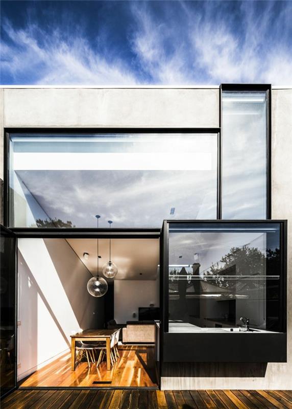 1 gražus minimalistinis namas su grindimis ir stiklo sienomis-dideliais langais