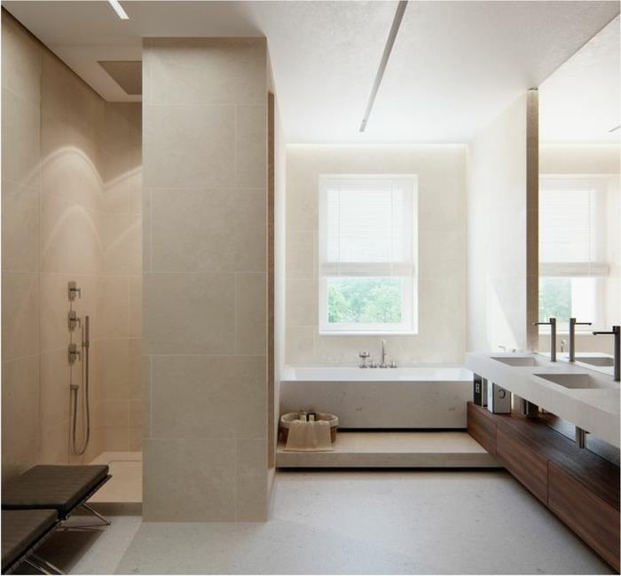 1-gražiausias-taupe-vonios kambarys-su plytelėmis-vonios kambarys-leroy-merlin-smėlio spalvos