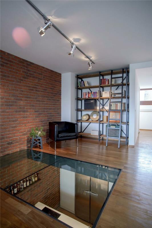 1-modernus namas su stiklo grindimis-originalus baldų dizaino idėja