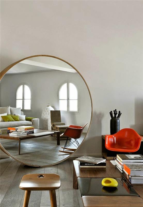 1-dekoratif-ayna-yuvarlak-ayna-ikea-mobilya-salon-kırmızı-plastik-sandalye