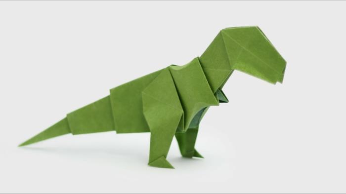 1-yapması kolay-yeşil ejderha şeklinde-origami-kağıt-katlama-oluşturma