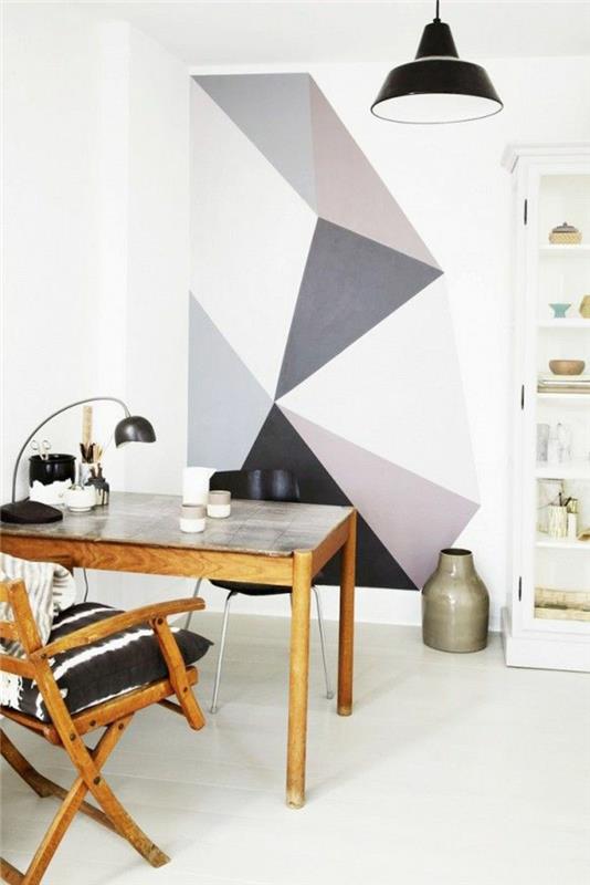 1-geometrik-duvar kağıdı-beyaz-siyah-modern-oturma odası-ahşap-mobilya