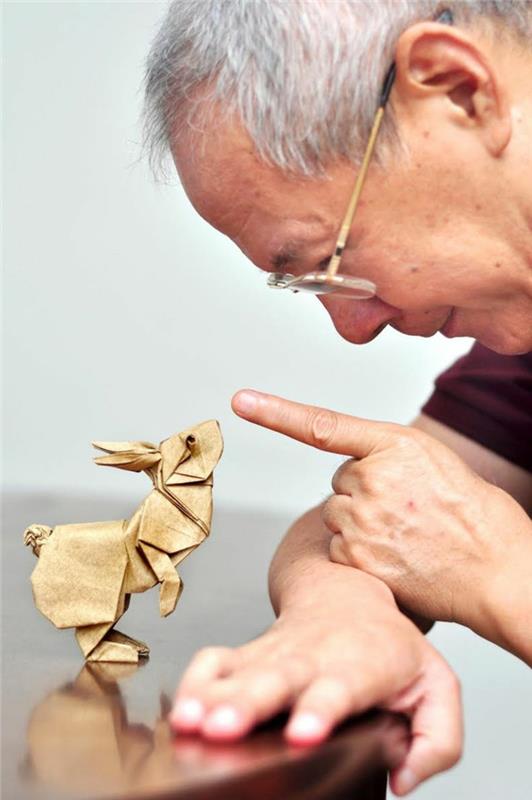 1-origami-origami-şeklinde-kolay-katlanır-kolay-tavşan-bej renkli