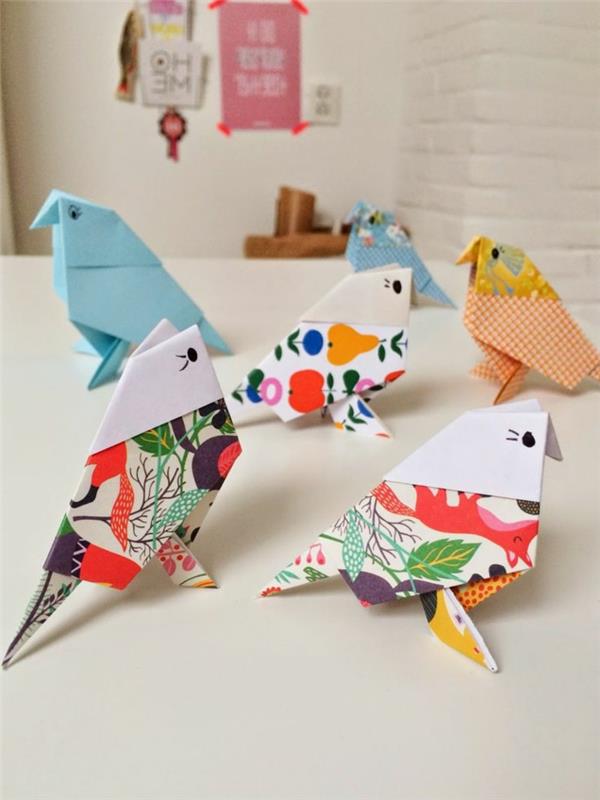 1-katlanır-origami-kolay-origami-renkli-kuş-nasıl yapılır-en iyi-kağıt-şekilleri