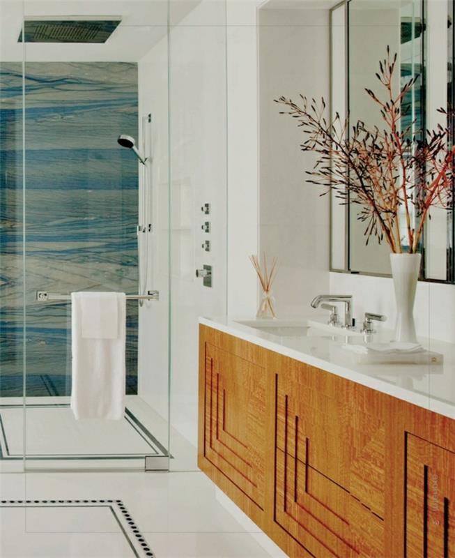 1-kurią-spintelę pasirinkti vonios kambariui su baltomis sienų plytelėmis-originalų baltą veidrodį