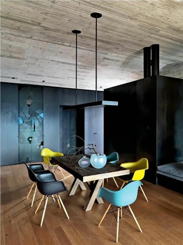 1-tam-yemek odası-renkli-sandalyeler-ve-masif-masif-pahalı olmayan-uyumlu
