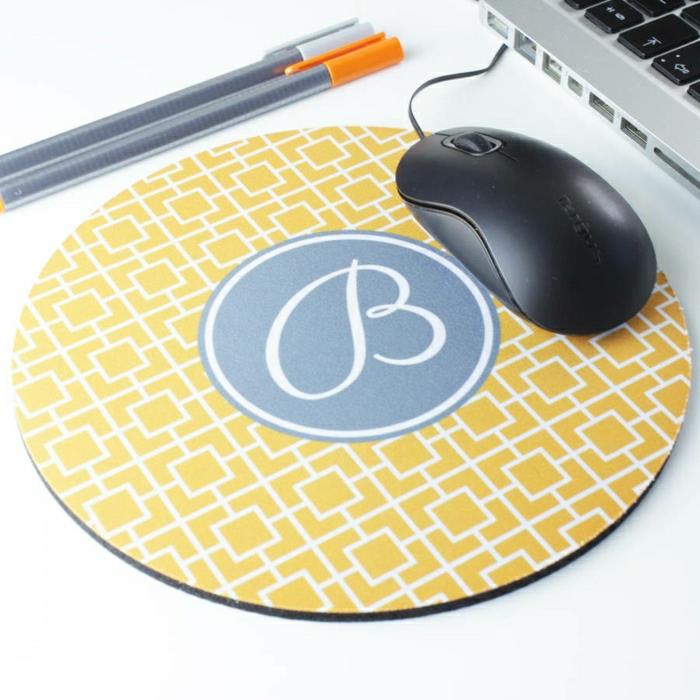 1-individualus dizainas-apvalus pelės kilimėlis-geltonas pelės kilimėlis