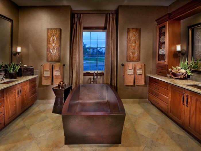 modelis-erdvus-vonios kambarys-baldai-medinis-vonios kambarys-saugykla-medinė vonia-akmenyje-idėja-vonios kambarys-plytelės-iš porceliano-akmens masės-egzotiška atmosfera