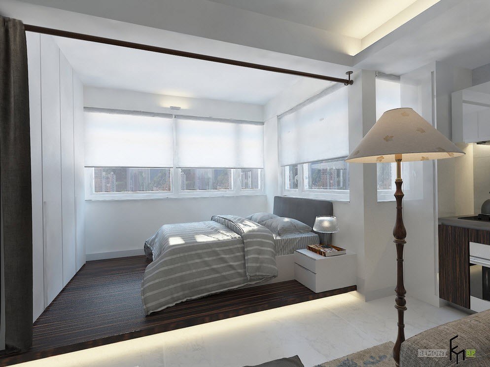 Dormitorio detrás de la cortina