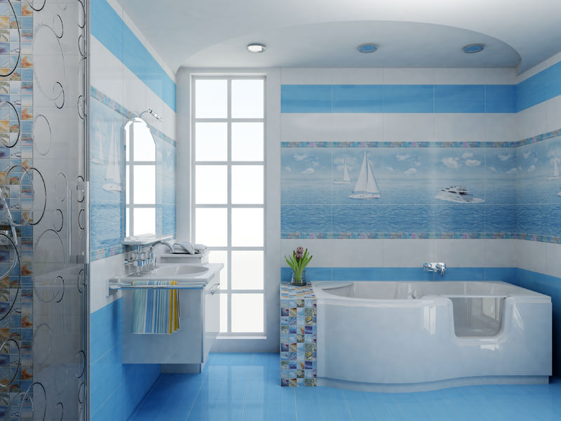 banheiro em tons de azul